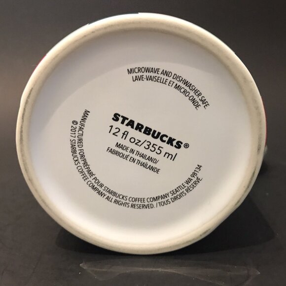 Starbucks Mug 12oz Christmas Tree Triangle Red Green Green Raw One Side 2017 - Picture 6 of 7